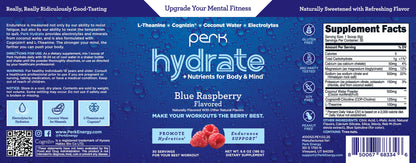 Perk Hydrate Blue Raspberry Electrolyte Drink Mix (30 Servings) - Gluten Free