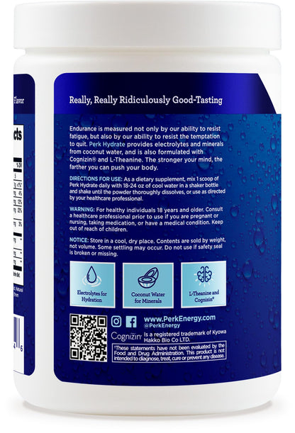 Perk Hydrate Blue Raspberry Electrolyte Drink Mix (30 Servings) - Gluten Free
