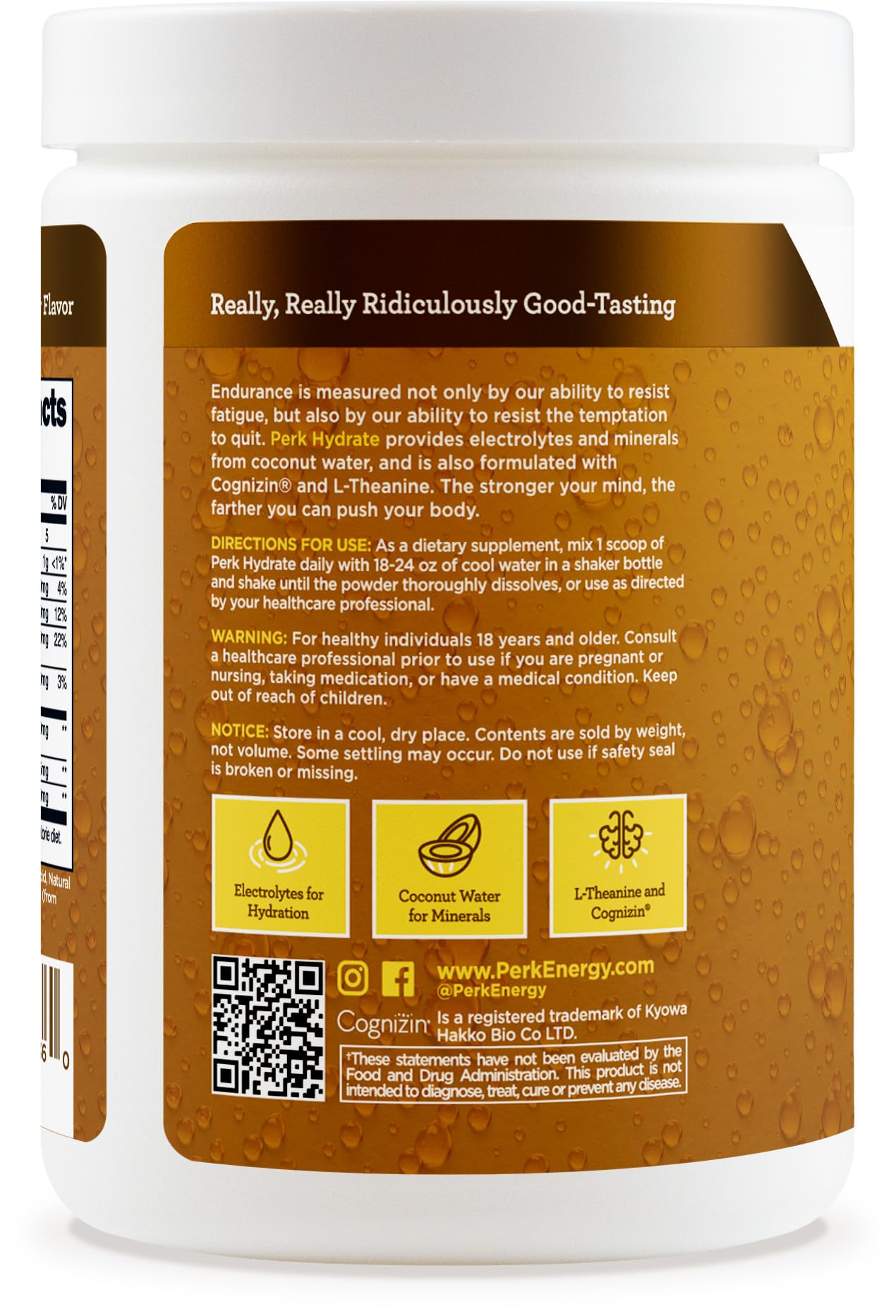 Perk Hydrate Pina Colada Electrolyte Drink Mix - 30 Servings | Gluten Free