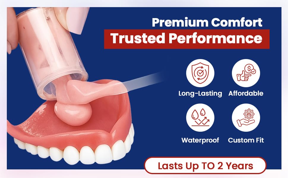 Perma Soft Denture Reliner Kit - Relines 2 Plates (Semi-Soft DIY) - Upper & Lower