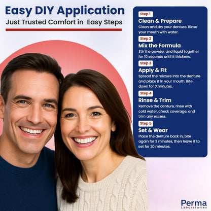 Perma Soft Denture Reliner Kit - Relines 2 Plates (Semi-Soft DIY) - Upper & Lower