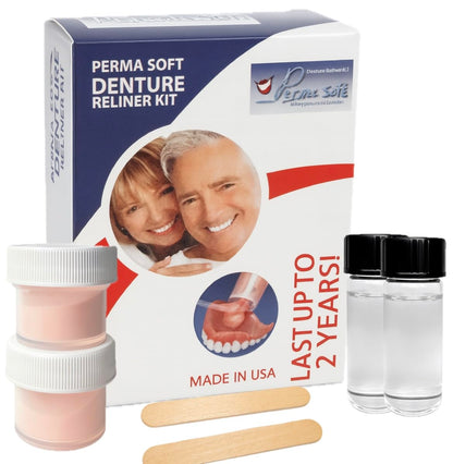 Perma Soft Denture Reliner Kit - Relines 2 Plates (Semi-Soft DIY) - Upper & Lower