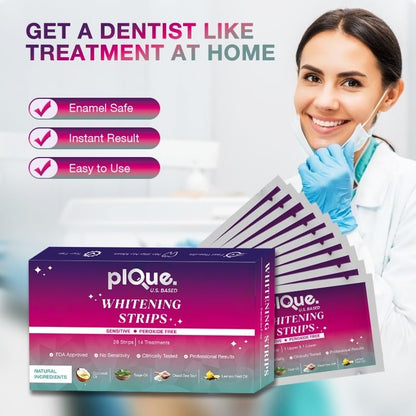 Peroxide Free Teeth Whitening Strips - 14 Treatments (28 Strips) | Gentle Formula for Sensitive Teeth