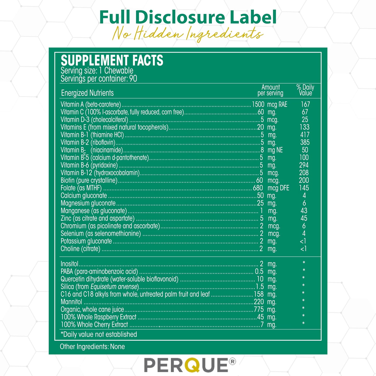 Perque Life Guard Chewables, 90 Count – Corn Free, Soy Free, Sugar Free