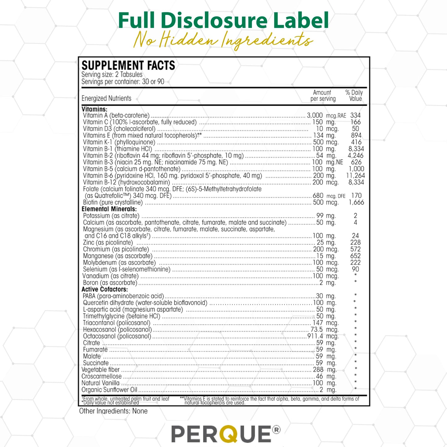 Perque Life Guard Mini Tabsules – 60 Count | 40 Essential Nutrients for Heart, Body & Brain