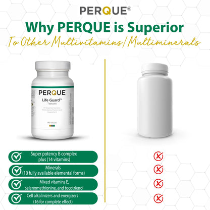 Perque Life Guard Mini Tabsules – 60 Count | 40 Essential Nutrients for Heart, Body & Brain