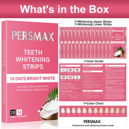 PERSMAX Teeth Whitening Strips for Sensitive Teeth – Enamel Safe, 28 Strips (14 Treatments), No-Slip Whitening Kit