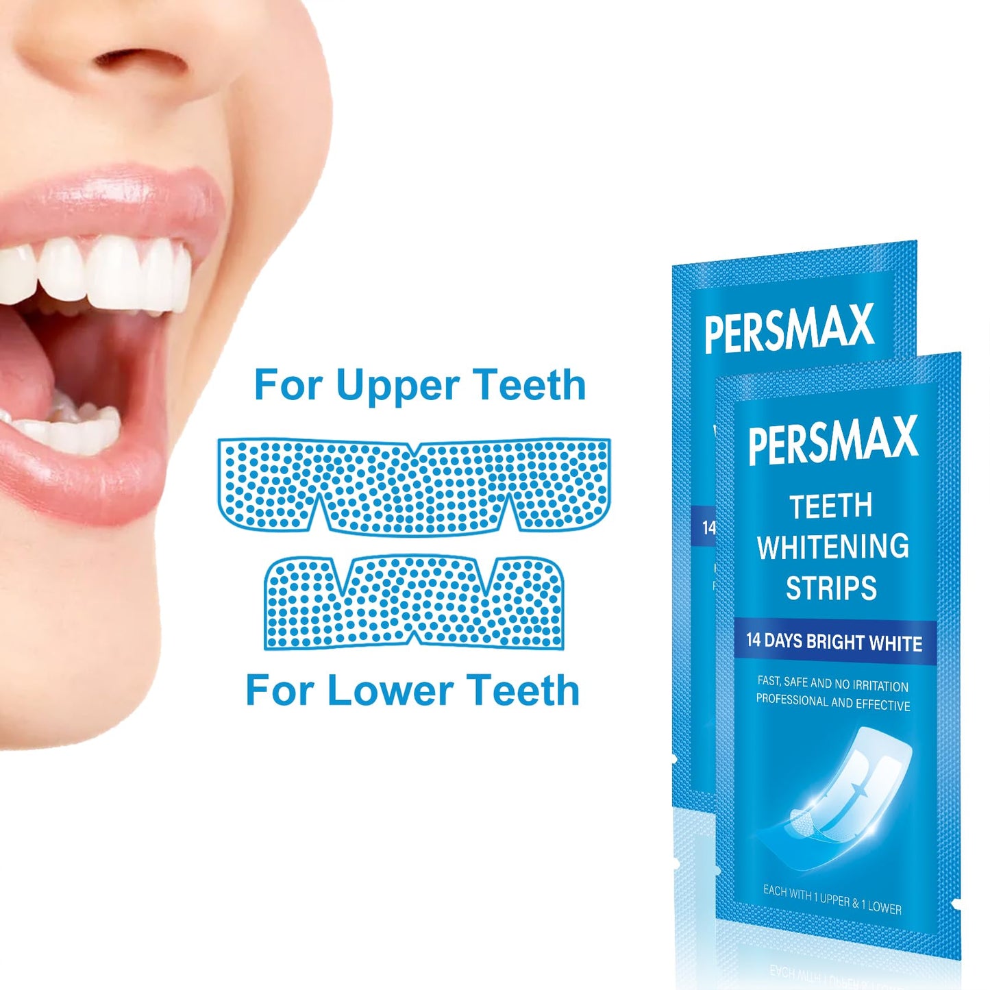 PERSMAX Teeth Whitening Strips for Sensitive Teeth - 14 Treatments, 28 Strips