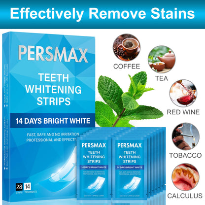 PERSMAX Teeth Whitening Strips for Sensitive Teeth - 14 Treatments, 28 Strips