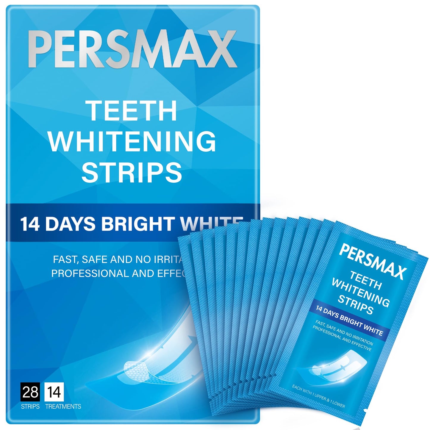 PERSMAX Teeth Whitening Strips for Sensitive Teeth - 14 Treatments, 28 Strips