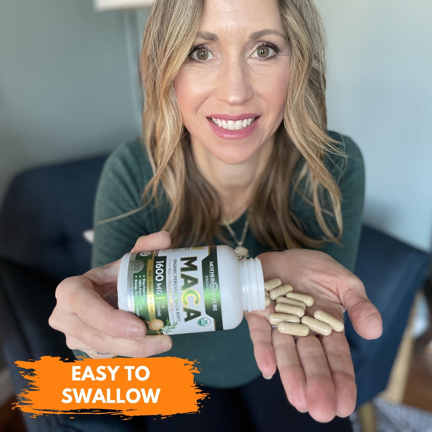 Mother Nature Organic Maca Root Capsules 1600mg – 120 Vegan, Peru Tri-Color Maca