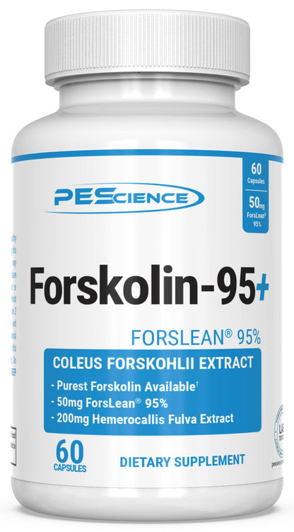 PEScience Forskolin Capsules, 95% Pure Forskolin Extract from Coleus Forskohlii, Patented ForsLean, 50mg, 60 Count