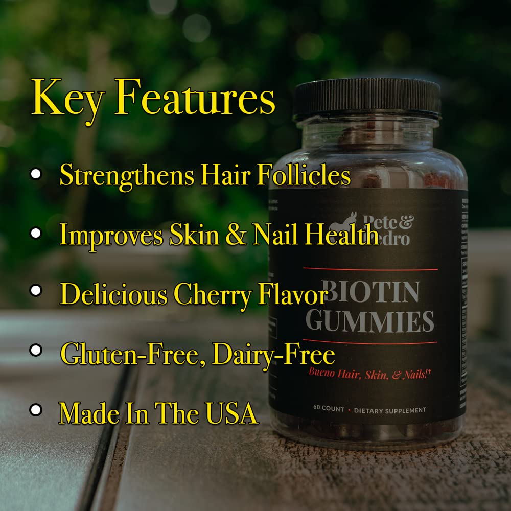 Pete & Pedro Biotin Gummies 5000 mcg - Hair, Skin & Nails (60 Count)