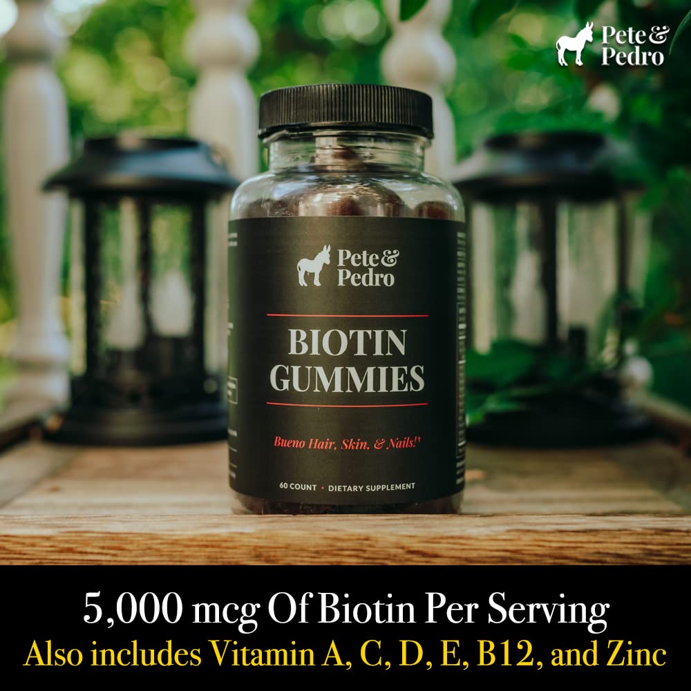 Pete & Pedro Biotin Gummies 5000 mcg - Hair, Skin & Nails (60 Count)