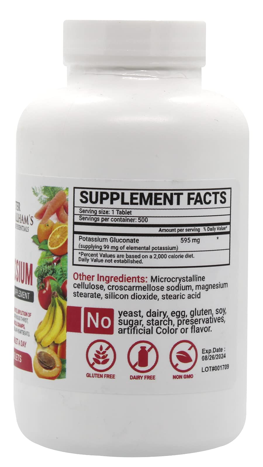 Peter Gillham’s Life Essentials Potassium Gluconate tablets 595mg, 500 Tablets, Support Electrolyte Balance, Made in USA (Package May Vary)