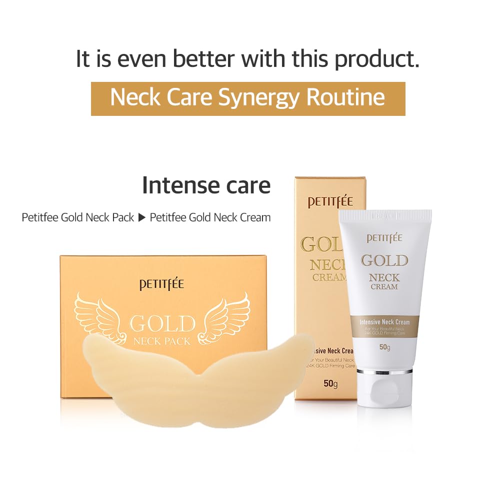 Petitfee Gold Neck Cream 1.69 fl oz (50 g) – 24K Gold & Adenosine Firming Moisturizer