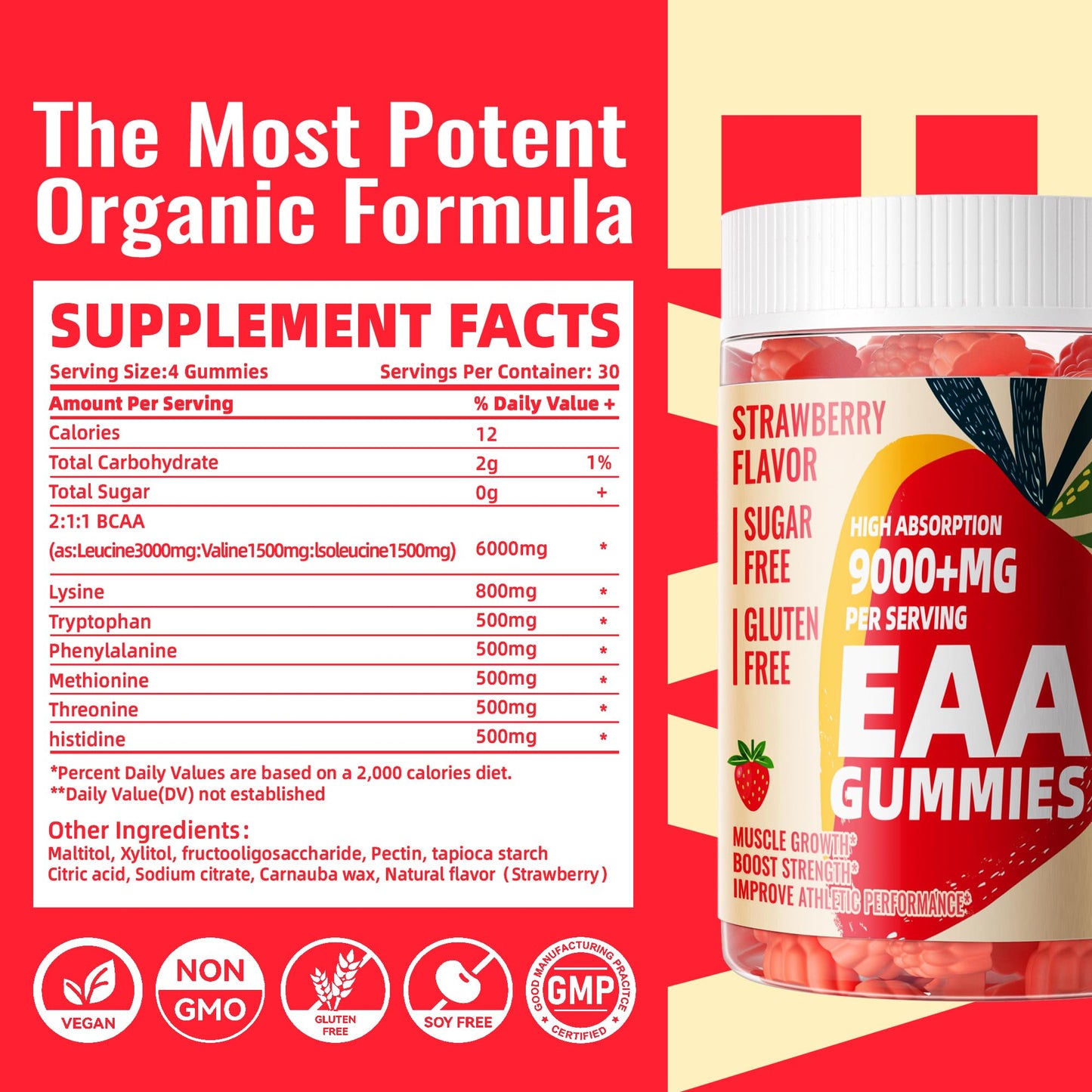 Pets Purest EAA Gummies 120 Strawberry – All 9 EAAs & BCAAs