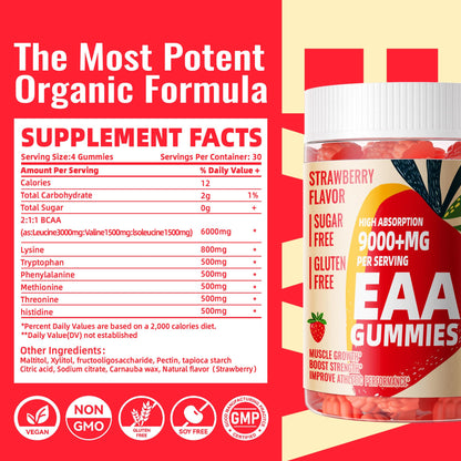 Pets Purest EAA Gummies 120 Strawberry – All 9 EAAs & BCAAs