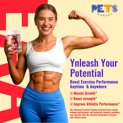 Pets Purest EAA Gummies 120 Strawberry – All 9 EAAs & BCAAs