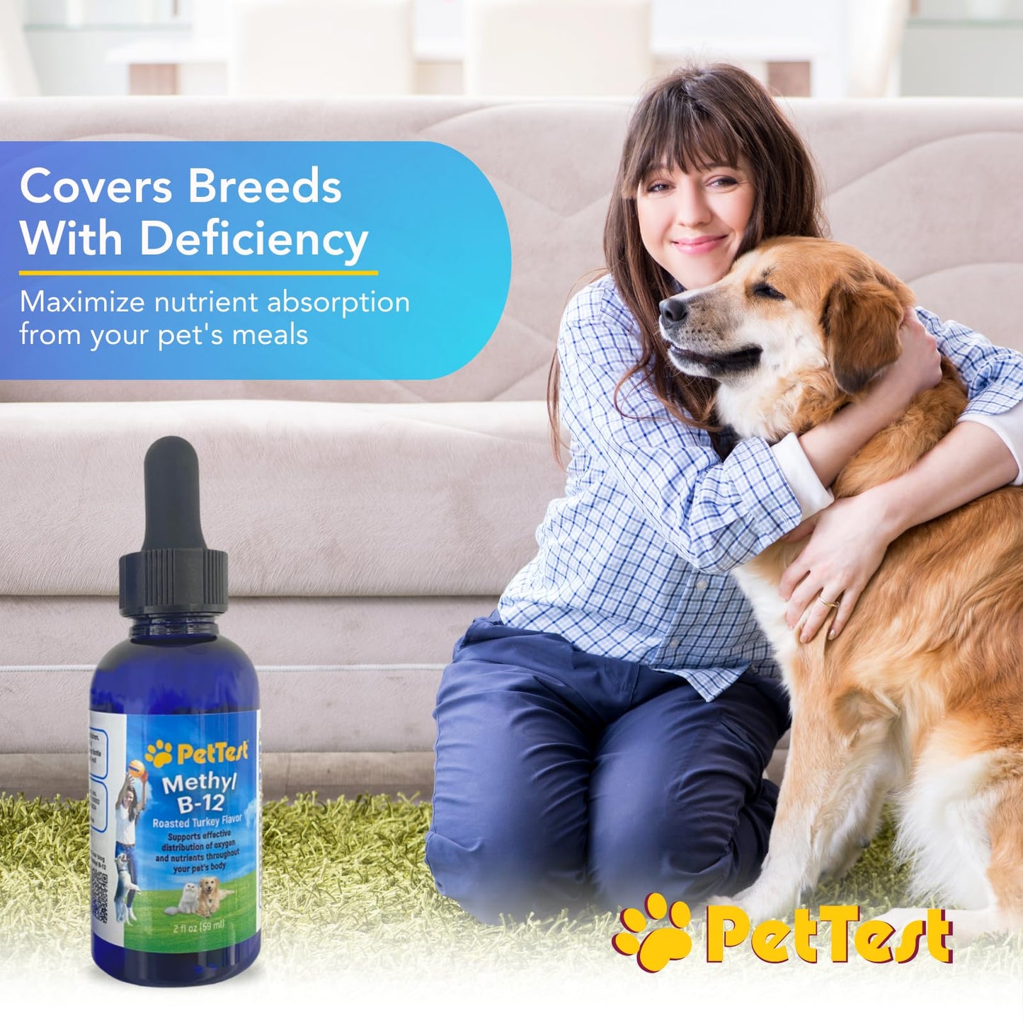 PetTest Methyl B12 Drops for Diabetic Pets – 2 fl oz (5000 mcg)