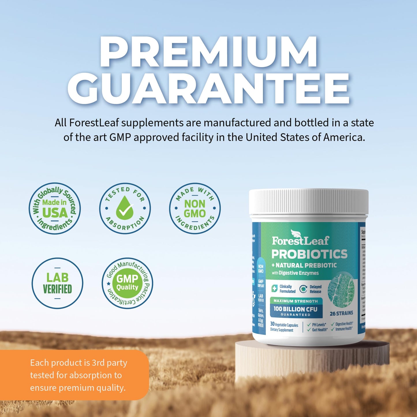 100 Billion CFU Probiotics for Men & Women - 26 Strains