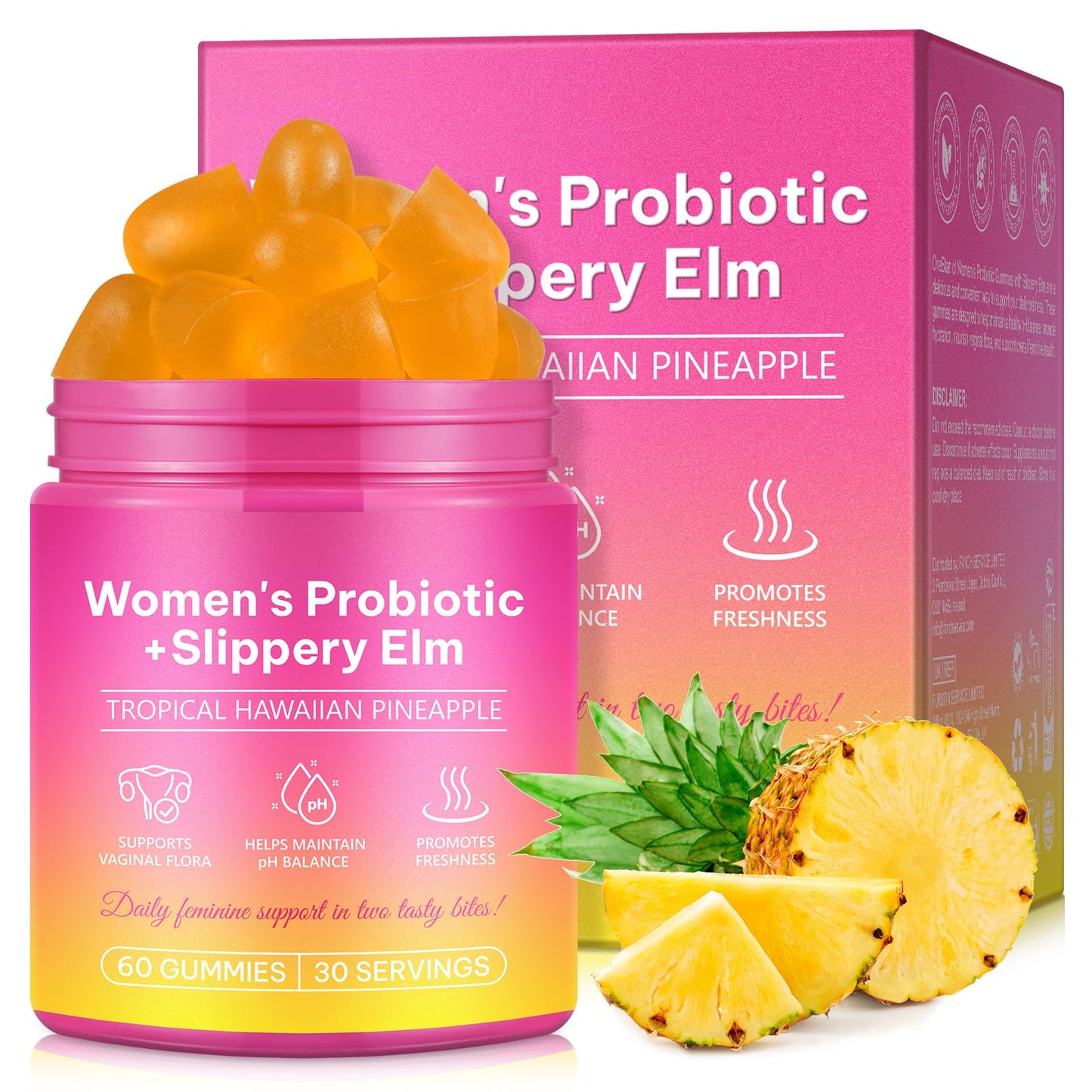 PH Balance for Women Gummies - Pineapple Probiotics for pH, Gut Health & Immunity (1 Pack)