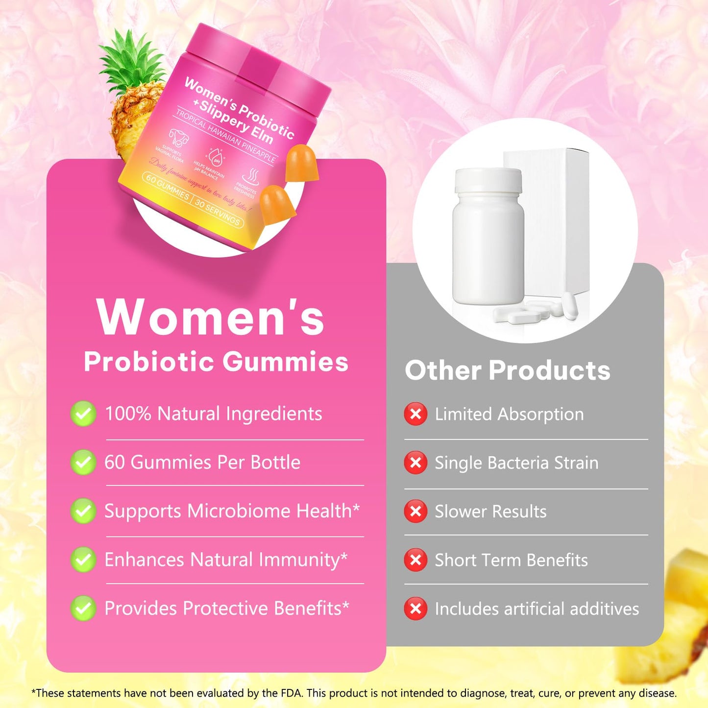 PH Balance for Women Gummies - Pineapple Probiotics for pH, Gut Health & Immunity (1 Pack)