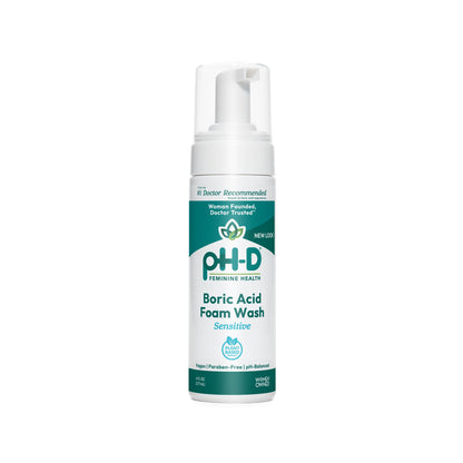 pH-D Feminine Health Boric Acid Foam Wash — pH-Balanced, Plant-Based, Paraben-Free (Sensitive, 6 fl oz)