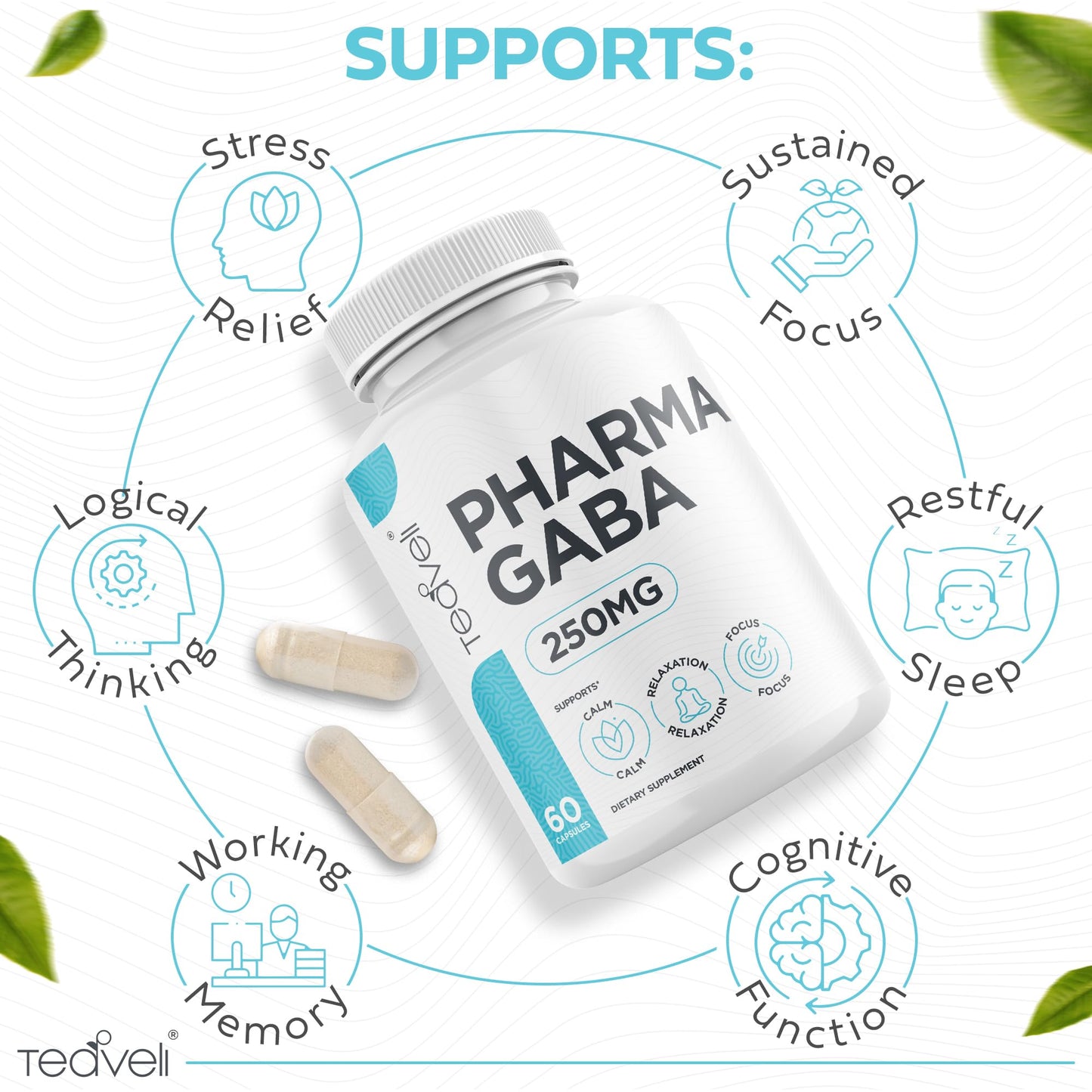 Pharma GABA 250 mg – Naturally Fermented GABA Supplement | Supports Relaxation, Sleep & Focus