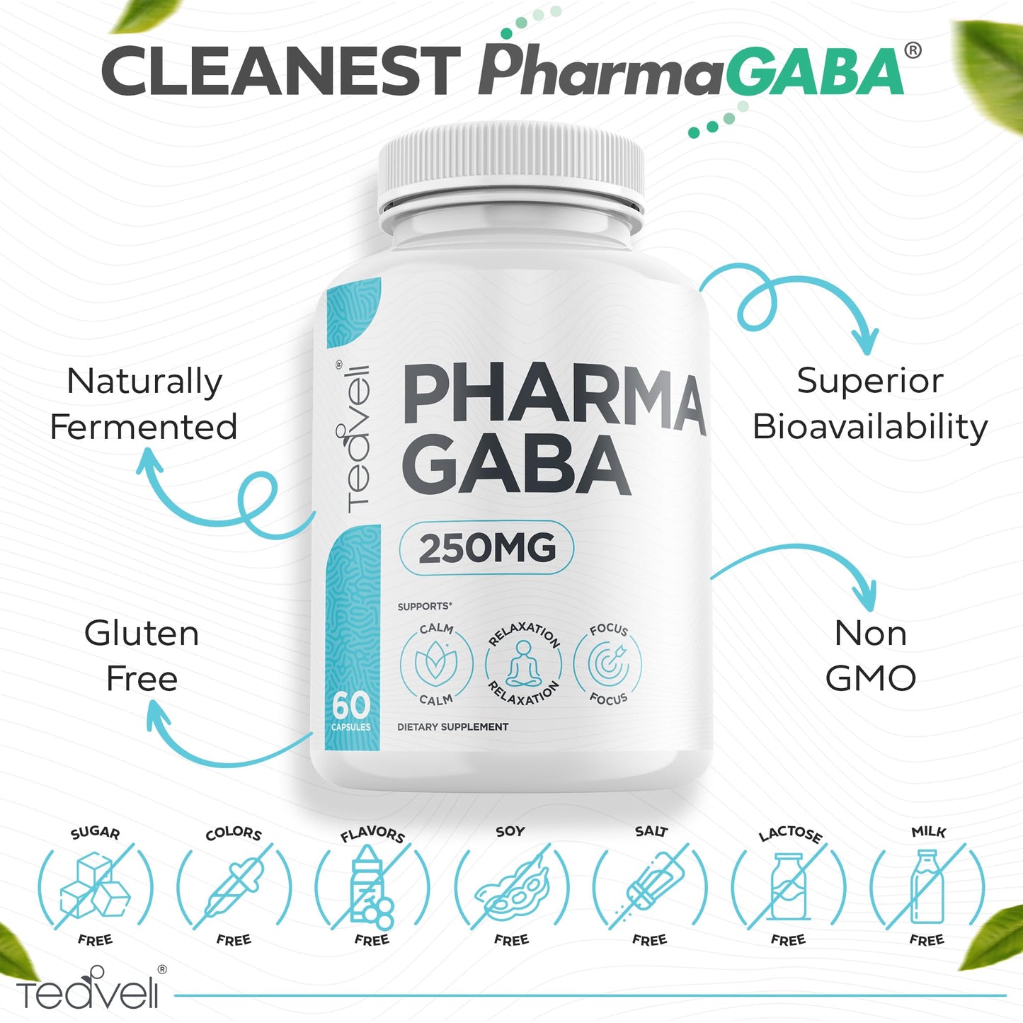 Pharma GABA 250 mg – Naturally Fermented GABA Supplement | Supports Relaxation, Sleep & Focus