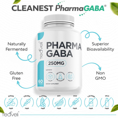 Pharma GABA 250 mg – Naturally Fermented GABA Supplement | Supports Relaxation, Sleep & Focus