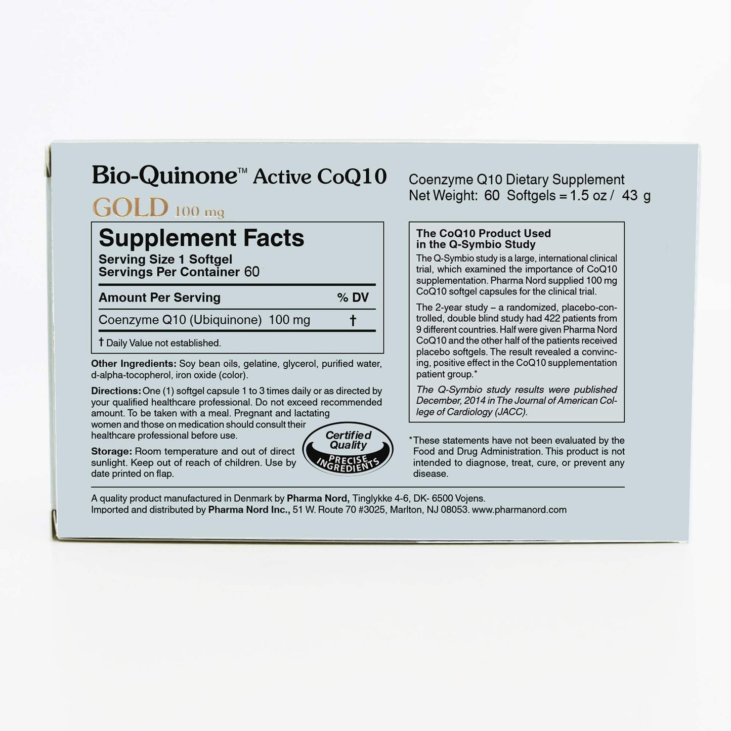 Pharma Nord Bio-Quinone Gold Coenzyme Q10 100mg | The Original CoQ10, High Absorption, 60 Softgels