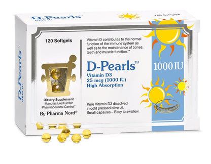 Pharma Nord D-Pearls Vitamin D3 25 mcg (1000 IU) – 120 Softgels