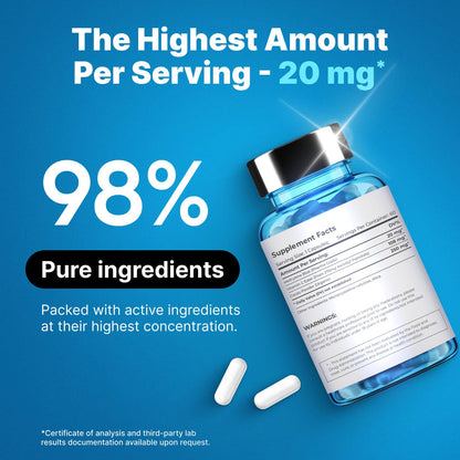 Ultimate Methylene Blue Capsules For Humans 20mg - Focus Fuel and Memory Vitamins | Blue Methylene Pharmaceutical Grade 2% - Memory Supplements and Brain Booster Supplement | Energy Pills 60 Count