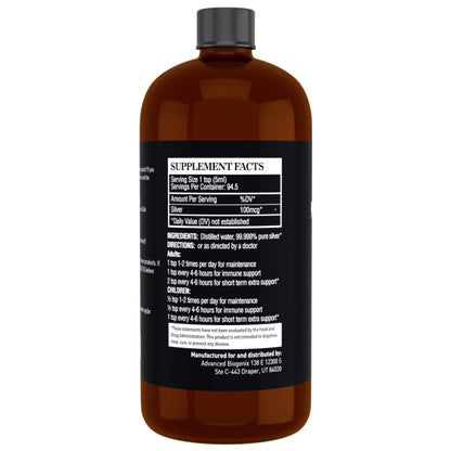 Pharmacist Recommended 16 oz Advanced Bionetix Colloidal Silver Hydrosol - All Natural & Immune Support