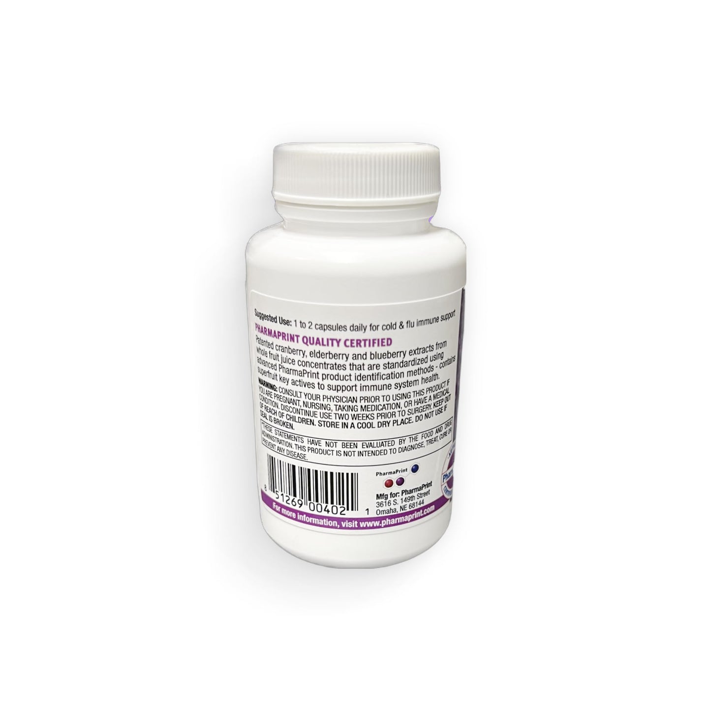 PharmaPrint ImmunEx Defense 30ct – Immune Support (75:1 Elderberry, 190:1 Blueberry, 325:1 Cranberry)