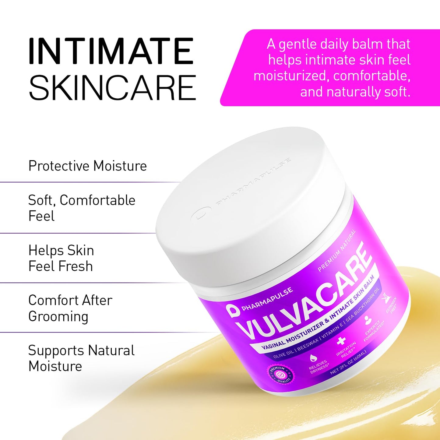 Pharmapulse Vaginal Moisturizer & Vulva Balm — Estrogen-Free Intimate Skin Care (2oz)