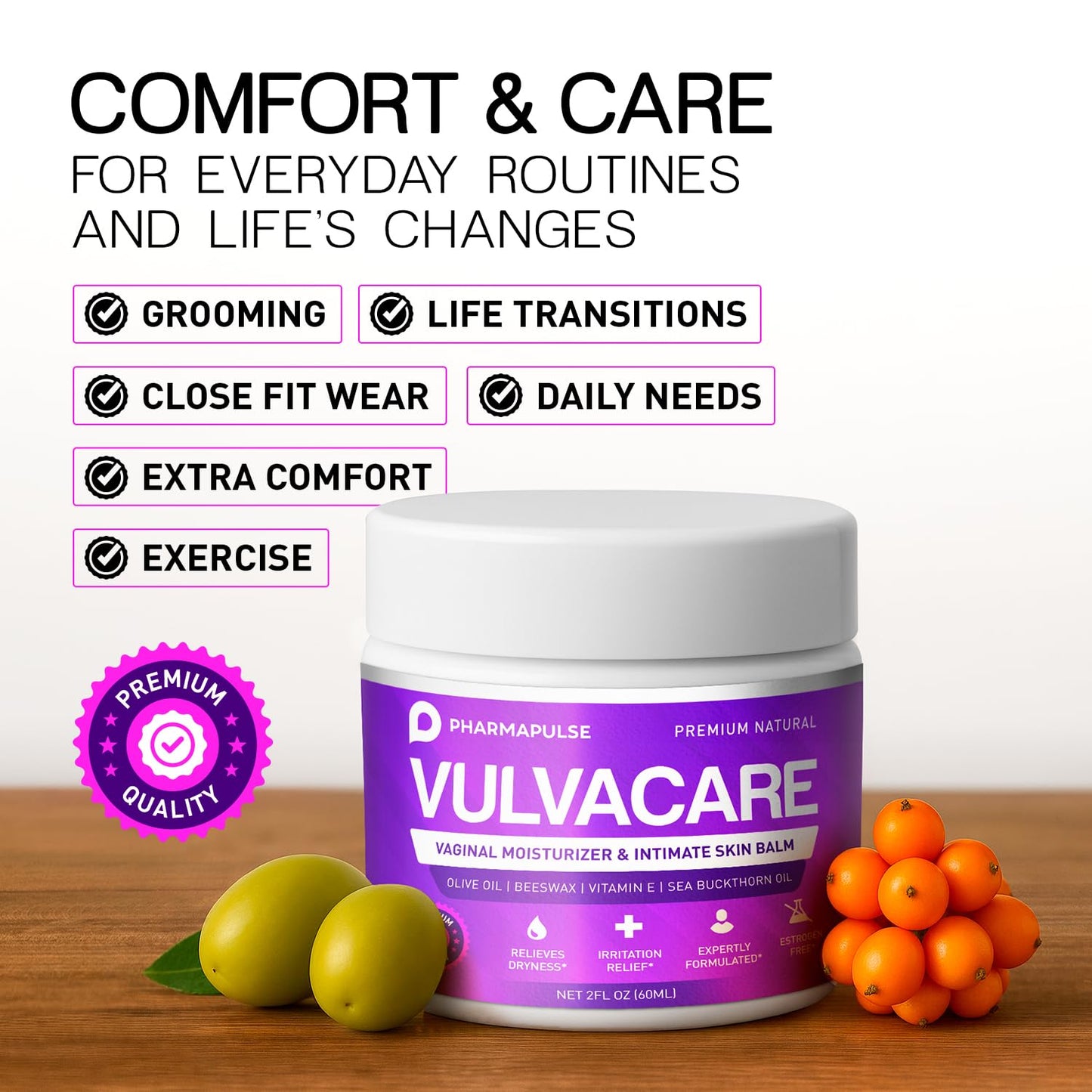 Pharmapulse Vaginal Moisturizer & Vulva Balm — Estrogen-Free Intimate Skin Care (2oz)