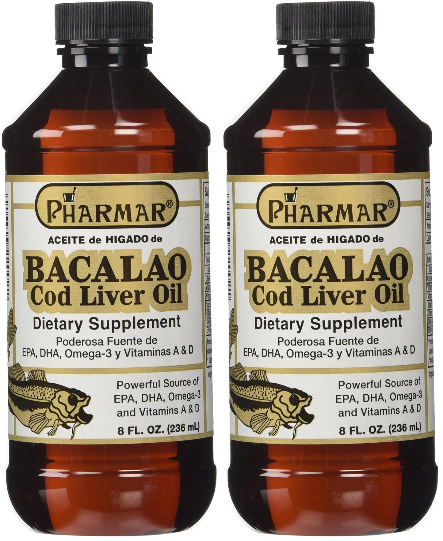 Pharmark Cod Liver Oil 8 oz Pack of 2 – Omega-3 Fish Oil Supplement