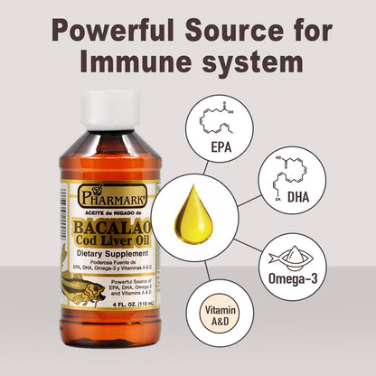 Pharmark Cod Liver Oil 8 oz Pack of 2 – Omega-3 Fish Oil Supplement