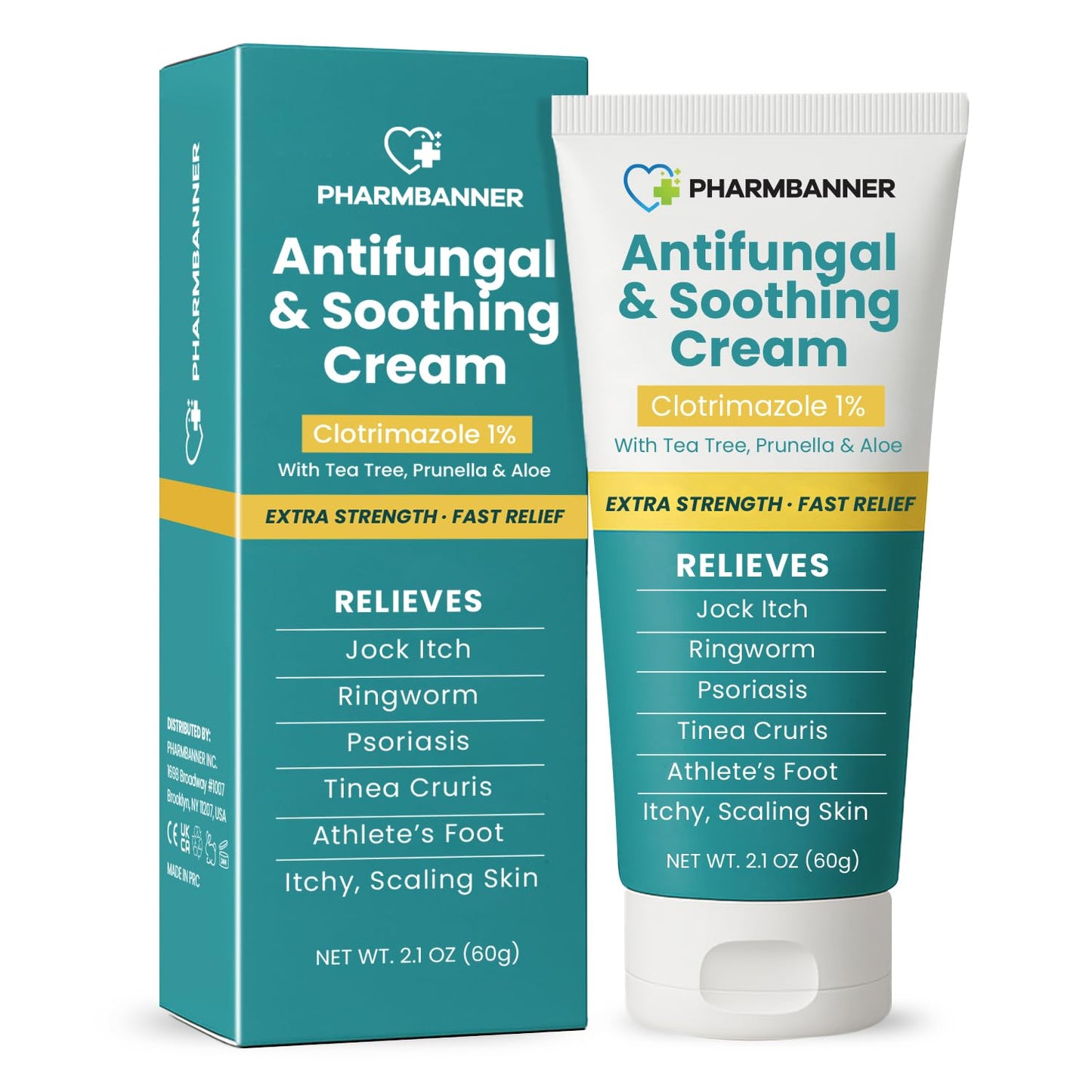 PHARMBANNER Antifungal Cream – Extra Strength Relief for Jock Itch, Athlete’s Foot, Ringworm & Psoriasis