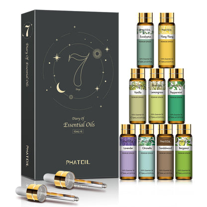 PHATOIL 9PCS Premium Essential Oils Set – 10ml for Diffusers, Soap & Candles