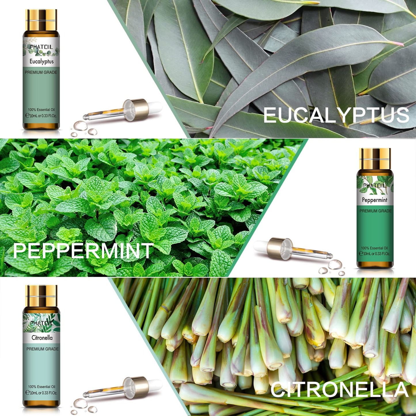 PHATOIL 9PCS Premium Essential Oils Set – 10ml for Diffusers, Soap & Candles