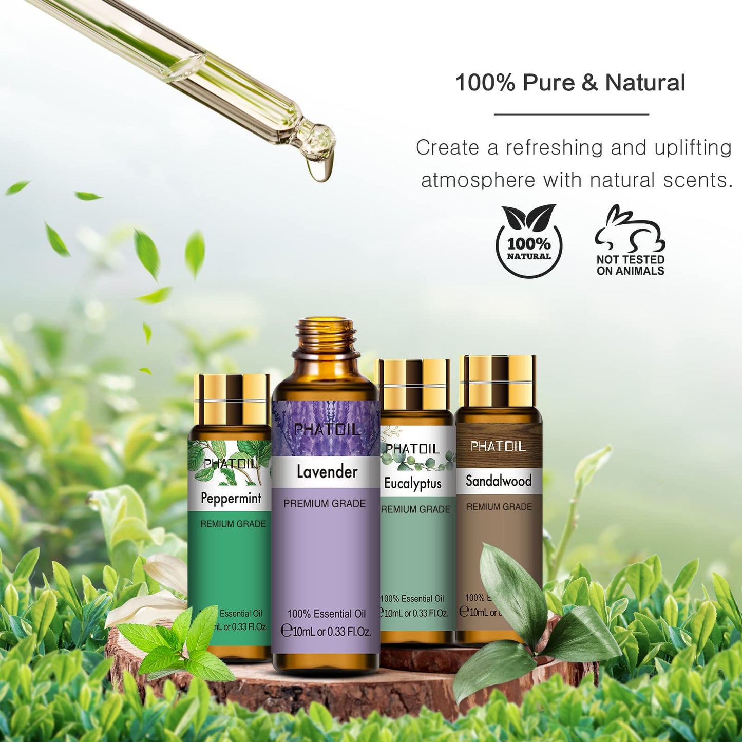 PHATOIL 9PCS Premium Essential Oils Set – 10ml for Diffusers, Soap & Candles