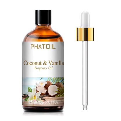 PHATOIL Coconut & Vanilla Fragrance Oil – 100ml for Aromatherapy, Diffusers, Candles & Soap