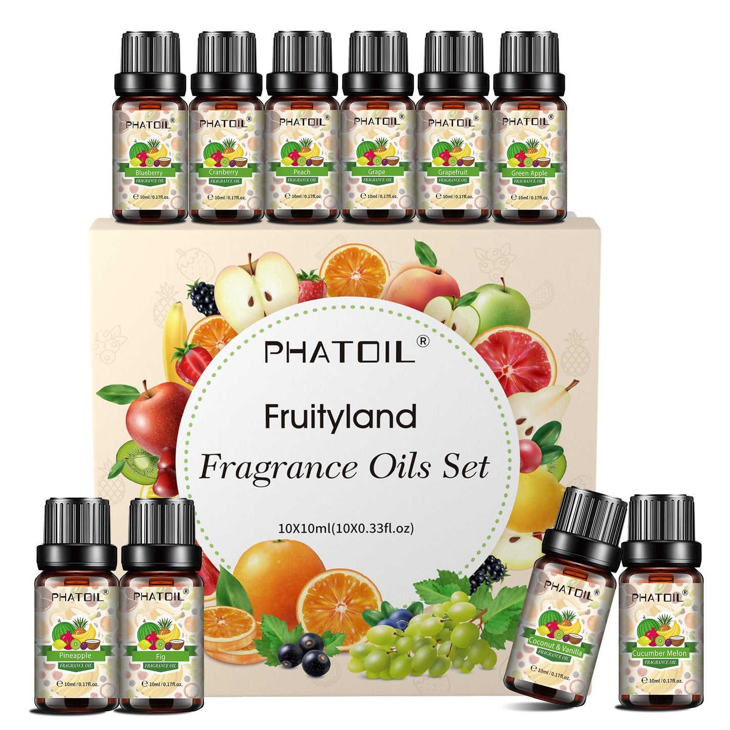 PHATOIL Coconut & Vanilla Fragrance Oils Set – 10 Pcs for Diffusers