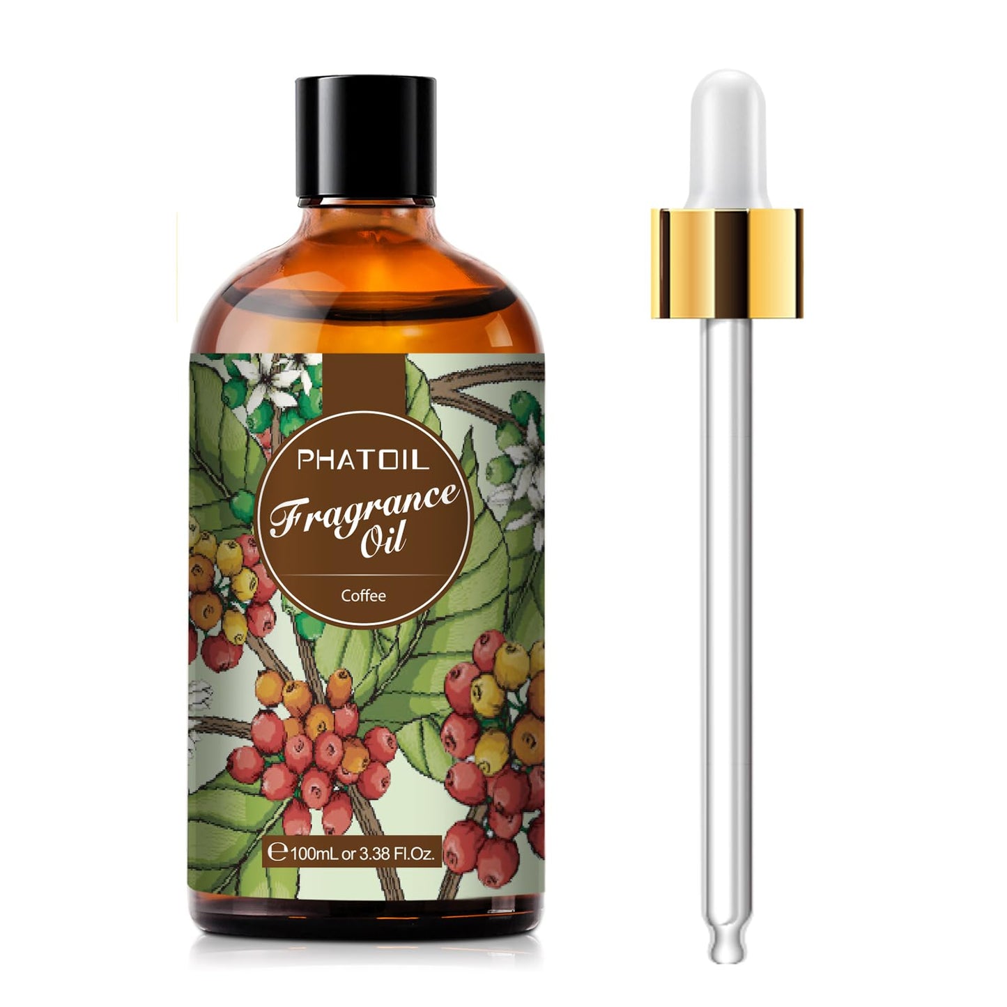 PHATOIL Coffee Fragrance Oil 100ml (3.38 fl oz) for Aromatherapy, Diffusers, DIY Candles & Soaps