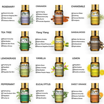PHATOIL 12x5ml Essential Oils Gift Set - 100% Pure & Natural