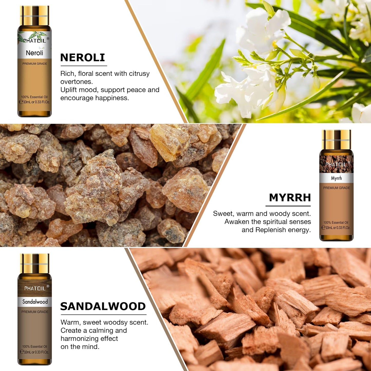 PHATOIL Premium Essential Oil Set – 9x10ml Pure Oils for Massage, Aromatherapy & Diffusers