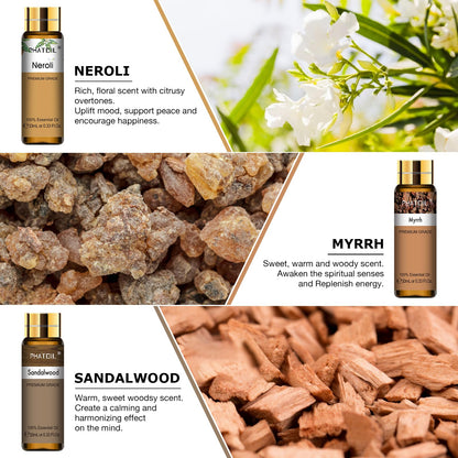 PHATOIL Premium Essential Oil Set – 9x10ml Pure Oils for Massage, Aromatherapy & Diffusers